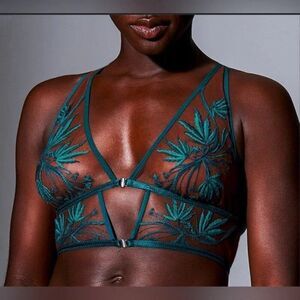 Thistle and Spire Brooklyn Haze Bralette Emerald Green Espresso Size XS